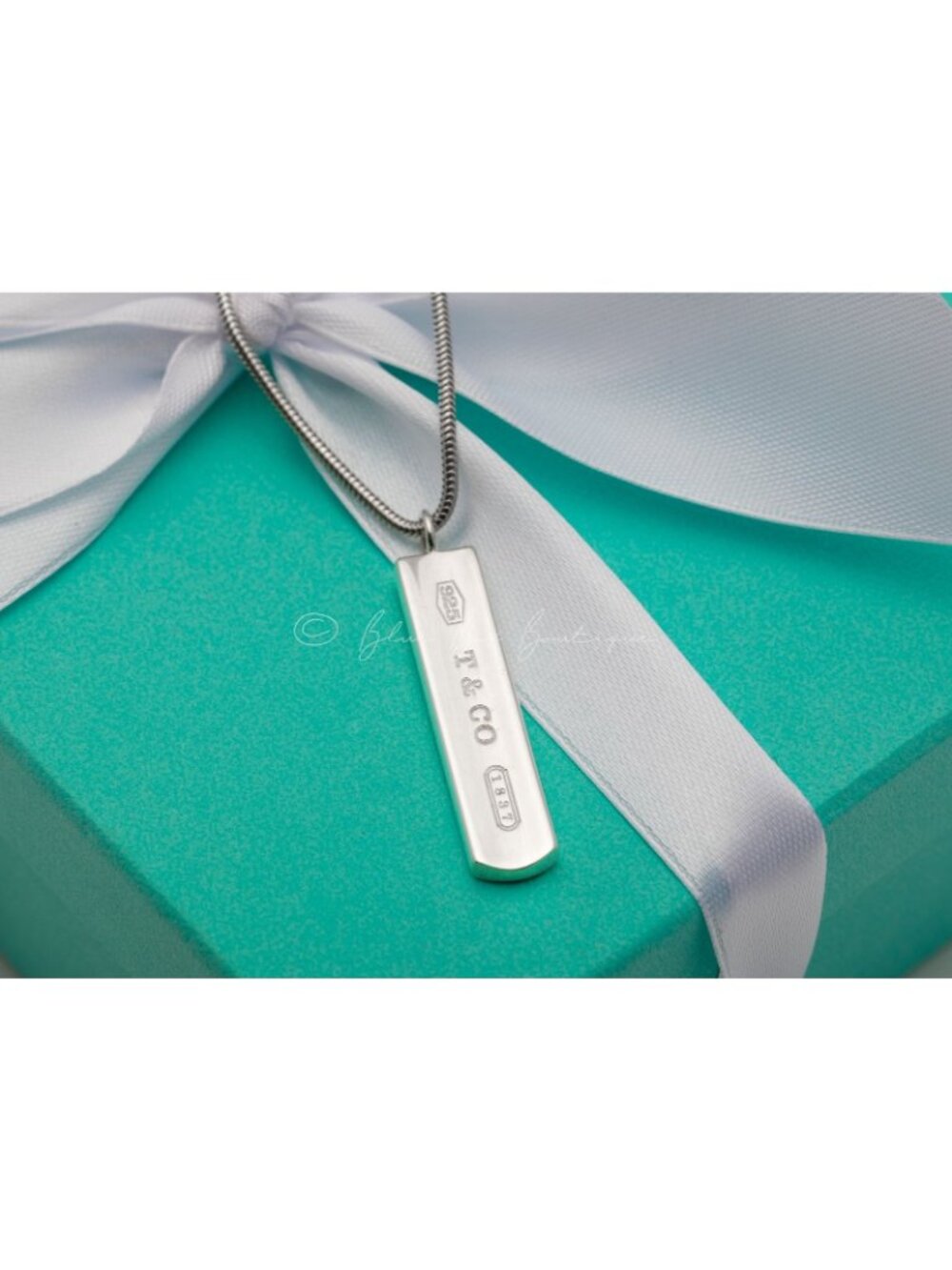 Tiffany & Co. Necklace Vintage "1837 T & Co." Bar Pendant 925 Silver 18" Chain - Picture 3 of 7